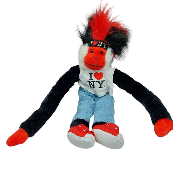 I Love NY Fuzzhead wig Monkey Chimp red white black Plush Stuffed Animal RWL Inc - Picture 1 of 9